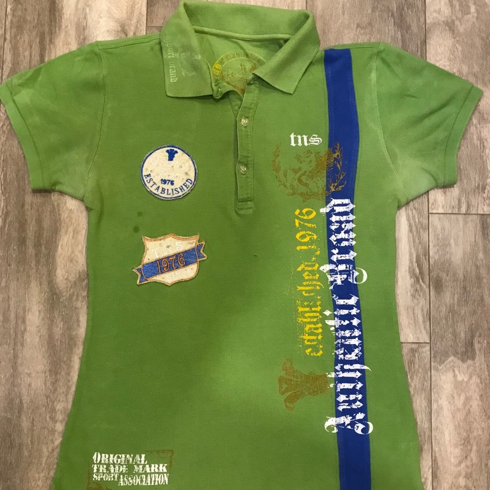 Green and blue polo style shirt